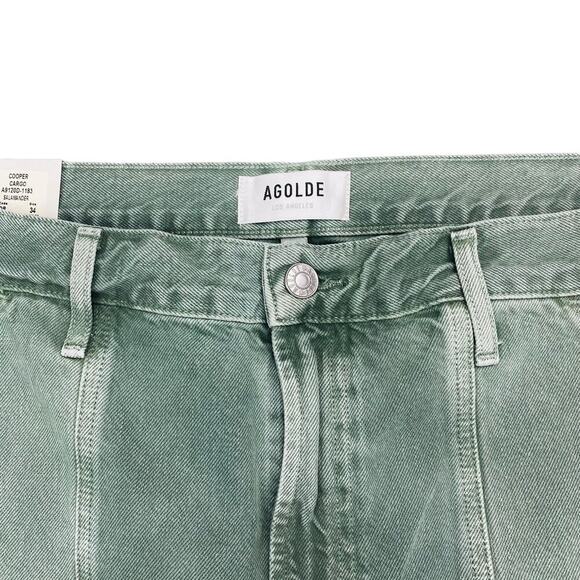 NWT AGOLDE Cooper Cargo High Rise Straight Leg Jean Sz 34 Salamander Green - Picture 8 of 16